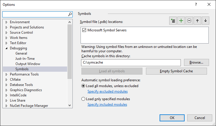 Symbols Settings