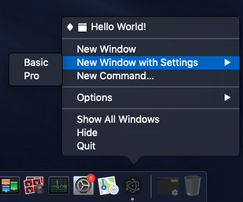 macOS dock menu