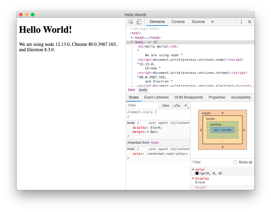 Simplest Electron app